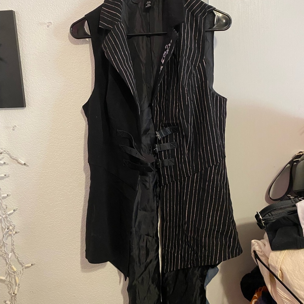 Her Universe Black and White Pinstripe Vest